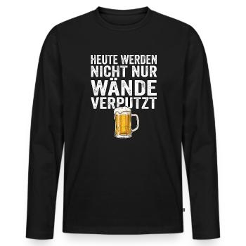 Lustiger Bier Spruch Maurer - Männer Premium Bio Langarmshirt - Schwarz - Vorne - Nico (187cm)