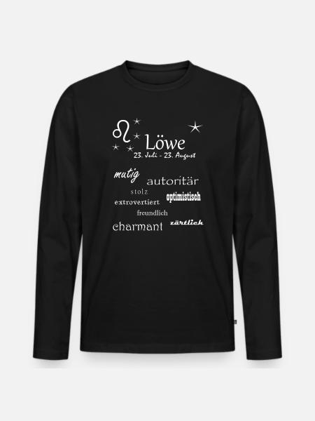 Löwe_Sternzeichen - Männer Premium Bio Langarmshirt - Schwarz