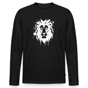 Lion Blanc Éclaboussures Peinture - T-shirt manches longues Premium bio Homme - noir - Devant - Nico (187cm)