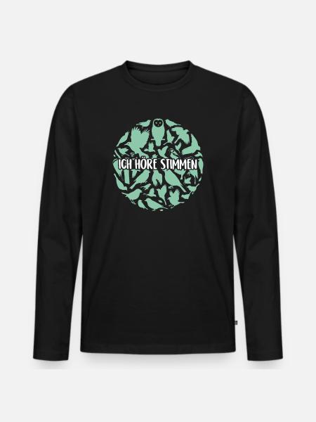 Vogelsilhouetten Vogelstimmen - Männer Premium Bio Langarmshirt - Schwarz
