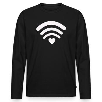 Wifi Love Heart Wifi Design - Men's Premium Organic Long Sleeve Shirt - black - Front - Nico (187cm)