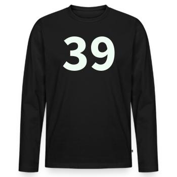 39- - Männer Premium Bio Langarmshirt - Schwarz - Vorne - Nico (187cm)