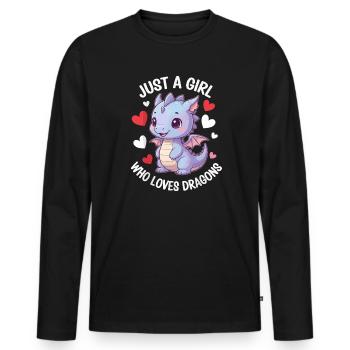 Just a Girl Who Loves Dragons - Men's Premium Organic Long Sleeve Shirt - black - Front - Nico (187cm)