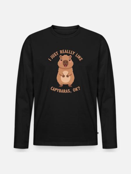 Capybara Love Ok - Men's Premium Organic Long Sleeve Shirt - black