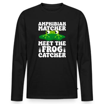 Attrapeur de grenouilles, Apparieur d’amphibiens, rencontrez la grenouille - T-shirt manches longues Premium bio Homme - noir - Devant - Nico (187cm)