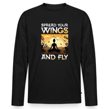 Déployez vos ailes et faites de la méditation de yoga au vol - T-shirt manches longues Premium bio Homme - noir - Devant - Nico (187cm)
