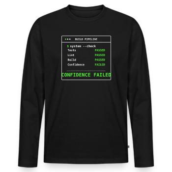 Cadeau IT DevOps du pipeline de construction System Check - T-shirt manches longues Premium bio Homme - noir - Devant - Nico (187cm)