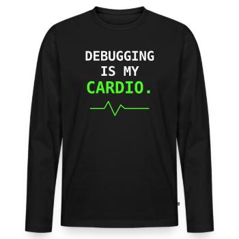 Le débogage est mon cadeau d’humour en informatique cardio - T-shirt manches longues Premium bio Homme - noir - Devant - Nico (187cm)