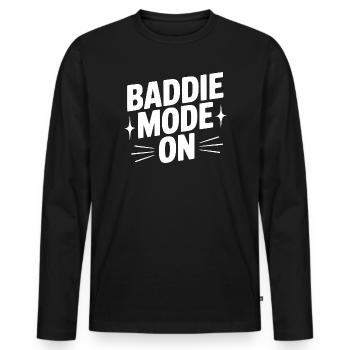 Bösewicht-Modus an - Männer Premium Bio Langarmshirt - Schwarz - Vorne - Nico (187cm)