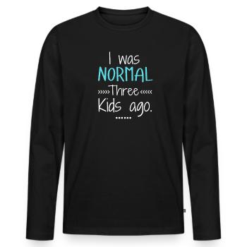 J’étais normale il y a trois enfants Maman drôle - T-shirt manches longues Premium bio Homme - noir - Devant - Nico (187cm)