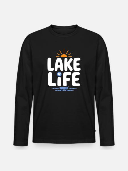 Lake Life Sunrise Badge - Men's Premium Organic Long Sleeve Shirt - black
