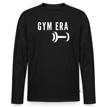Fitness-Motivation für Kurzhantel-Gewichtheben im Fitnessstudio - Männer Premium Bio Langarmshirt - Schwarz - Vorne - Nico (187cm)