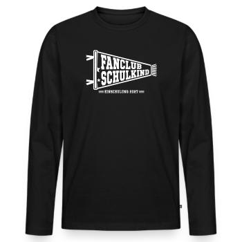 Fanclub Schulkind 2027 – Retro Wimpel Einschulung - Männer Premium Bio Langarmshirt - Schwarz - Vorne - Nico (187cm)