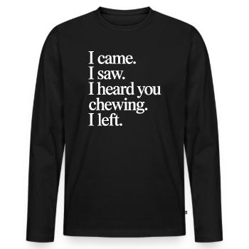 Bruits de mastication bruits de mastication bruits de claquement mastication mâchonnement - T-shirt manches longues Premium bio Homme - noir - Devant - Nico (187cm)
