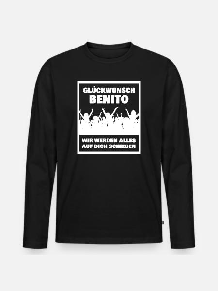 Geschenk für Benito - Männer Premium Bio Langarmshirt - Schwarz