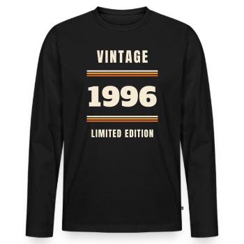 Vintage 1996 - 30th Birthday Vintage Gift - Men's Premium Organic Long Sleeve Shirt - black - Front - Nico (187cm)