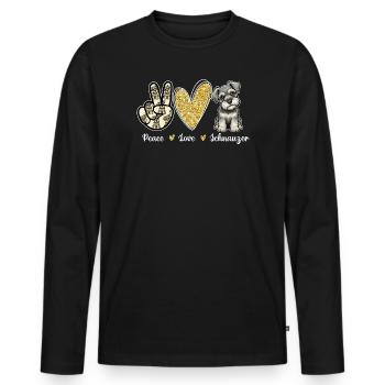 Peace Love Schnauzer Positive Dog Lover - Men's Premium Organic Long Sleeve Shirt - black - Front - Nico (187cm)