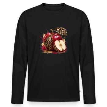 Pomme glamure léopard - T-shirt manches longues Premium bio Homme - noir - Devant - Nico (187cm)