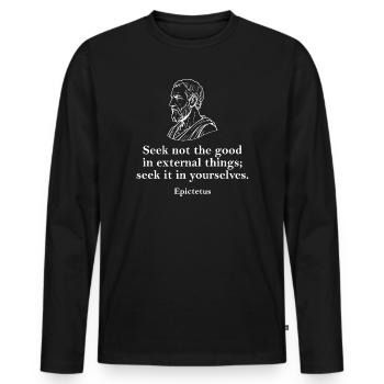 Seek Within Epictetus Quote Art - Men's Premium Organic Long Sleeve Shirt - black - Front - Nico (187cm)