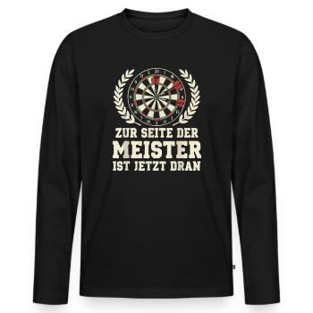 Dartmeister - Männer Premium Bio Langarmshirt - Schwarz - Vorne - Nico (187cm)