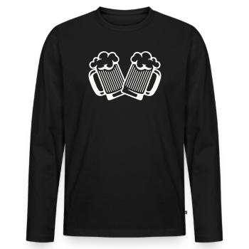 Tapotement des verres à bière - T-shirt manches longues Premium bio Homme - noir - Devant - Nico (187cm)