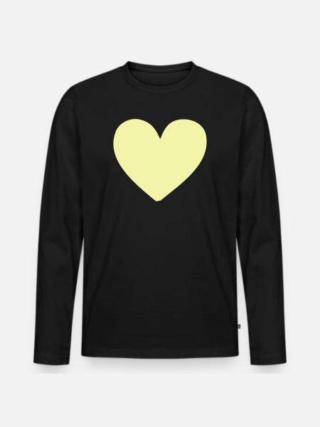 Pastellherz Gelb Kleidungsdruck - Männer Premium Bio Langarmshirt - Schwarz