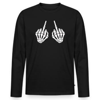 Skull hand_mittelfinger_2 - Men's Premium Organic Long Sleeve Shirt - black - Front - Nico (187cm)