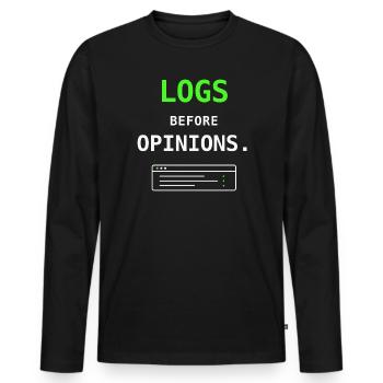 Journaux avant les options Don d’humour informatique pour sysadmin - T-shirt manches longues Premium bio Homme - noir - Devant - Nico (187cm)