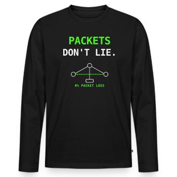 Cadeau humoristique Packets Don’t Lie Network IT - T-shirt manches longues Premium bio Homme - noir - Devant - Nico (187cm)