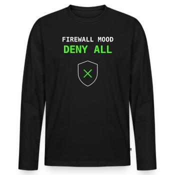Firewall Mood Deny All Network IT Gift - Men's Premium Organic Long Sleeve Shirt - black - Front - Nico (187cm)