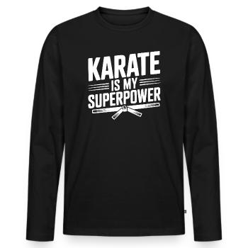 Karate Is My Superpower - Men's Premium Organic Long Sleeve Shirt - black - Front - Nico (187cm)