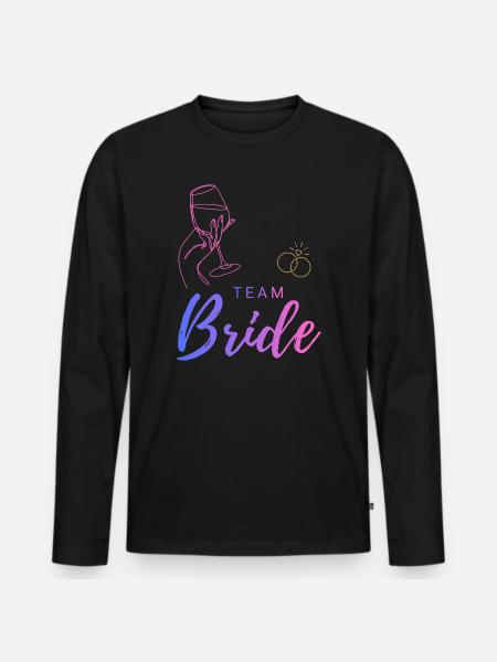 Team Bride Weinglas und Ringe - Männer Premium Bio Langarmshirt - Schwarz