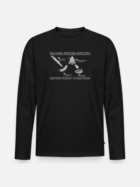 Sausage stick Field Guide Grill Art - Men's Premium Organic Long Sleeve Shirt - black