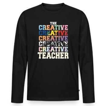 Kreative Lehrerin Teacher Bunt Geschenk - Männer Premium Bio Langarmshirt - Schwarz - Vorne - Nico (187cm)