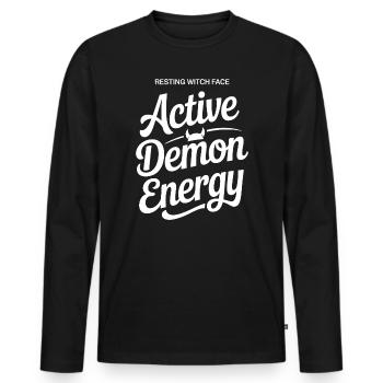 Active Demon Energy Tee - Men's Premium Organic Long Sleeve Shirt - black - Front - Nico (187cm)