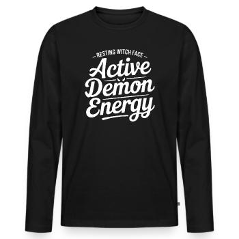 Aktives Dämonenenergie-Hexengesicht - Männer Premium Bio Langarmshirt - Schwarz - Vorne - Nico (187cm)
