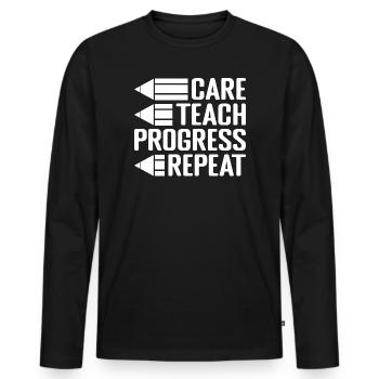 Garde des enseignants de maternelle Enseigne à la garderie répétée - T-shirt manches longues Premium bio Homme - noir - Devant - Nico (187cm)