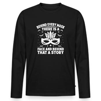 Un graphique de cirque derrière chaque masque est un cirque d’histoire - T-shirt manches longues Premium bio Homme - noir - Devant - Nico (187cm)