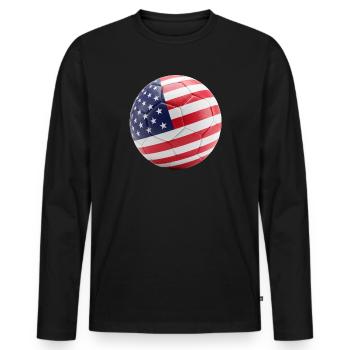 USA FLAG ON A SOCCERBALL - Men's Premium Organic Long Sleeve Shirt - black - Front - Nico (187cm)