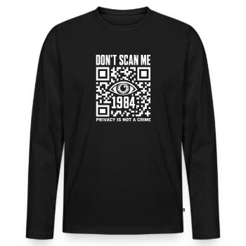 Eye QR Surveillance 1984 Review - Men's Premium Organic Long Sleeve Shirt - black - Front - Nico (187cm)
