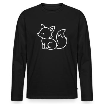 Cute Fox Side – Woodland Animal Sketch - Men's Premium Organic Long Sleeve Shirt - black - Front - Nico (187cm)