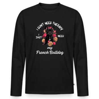 French Bulldog Therapy - Men's Premium Organic Long Sleeve Shirt - black - Front - Nico (187cm)