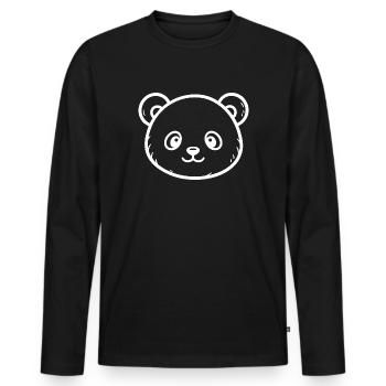 Cute Panda Sketch – Fluffy Animal Motif - Men's Premium Organic Long Sleeve Shirt - black - Front - Nico (187cm)