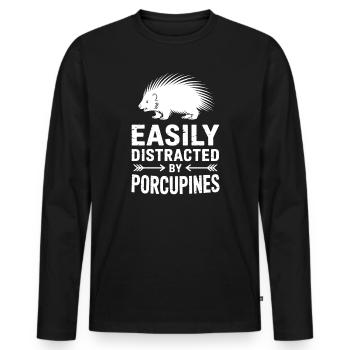 Porcupine Sayings Porcupine Gift - Men's Premium Organic Long Sleeve Shirt - black - Front - Nico (187cm)