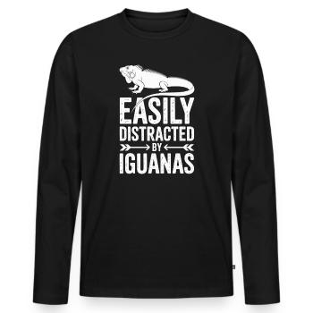 Dictons des iguanes, drôles d’iguanes, cadeau des iguanes. - T-shirt manches longues Premium bio Homme - noir - Devant - Nico (187cm)