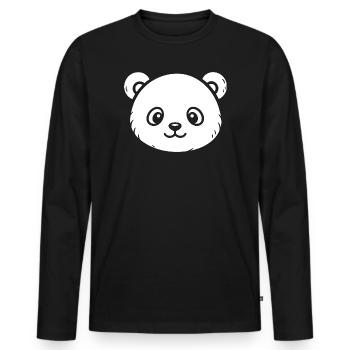 Cute Panda Sketch – Fluffy Animal Motif - Men's Premium Organic Long Sleeve Shirt - black - Front - Nico (187cm)