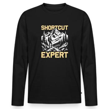 Shortcut Expert Wandern Berge Bergsteigen - Männer Premium Bio Langarmshirt - Schwarz - Vorne - Nico (187cm)