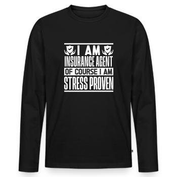 Insurance Agent Costume Stress Proven Medicare - Männer Premium Bio Langarmshirt - Schwarz - Vorne - Nico (187cm)