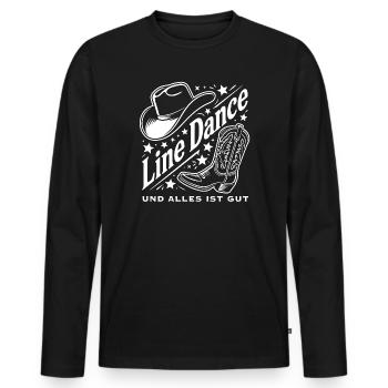 Line Dance Cowboy Spirit - Männer Premium Bio Langarmshirt - Schwarz - Vorne - Nico (187cm)