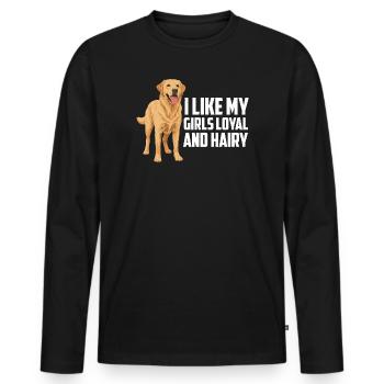 Labrador Retriever Ich mag meine Mädchen loyal und behaart - Männer Premium Bio Langarmshirt - Schwarz - Vorne - Nico (187cm)